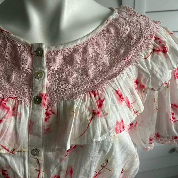 LoveShackFancy Pink Floral Crop Top - Picture 4 of 13